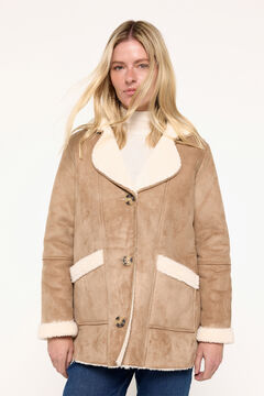 Fifty Outlet Abrigo doble faz efecto piel Beige/Camel