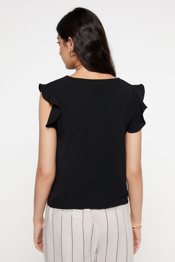 Fifty Outlet Blusa fruncido escote. Negro