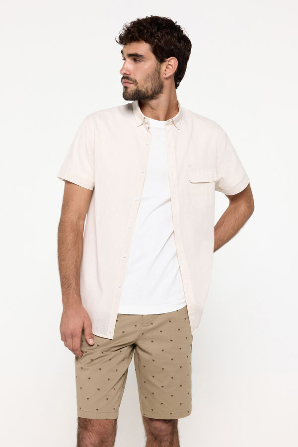 Fifty Outlet Bermudas algodón con microestampado Tostado