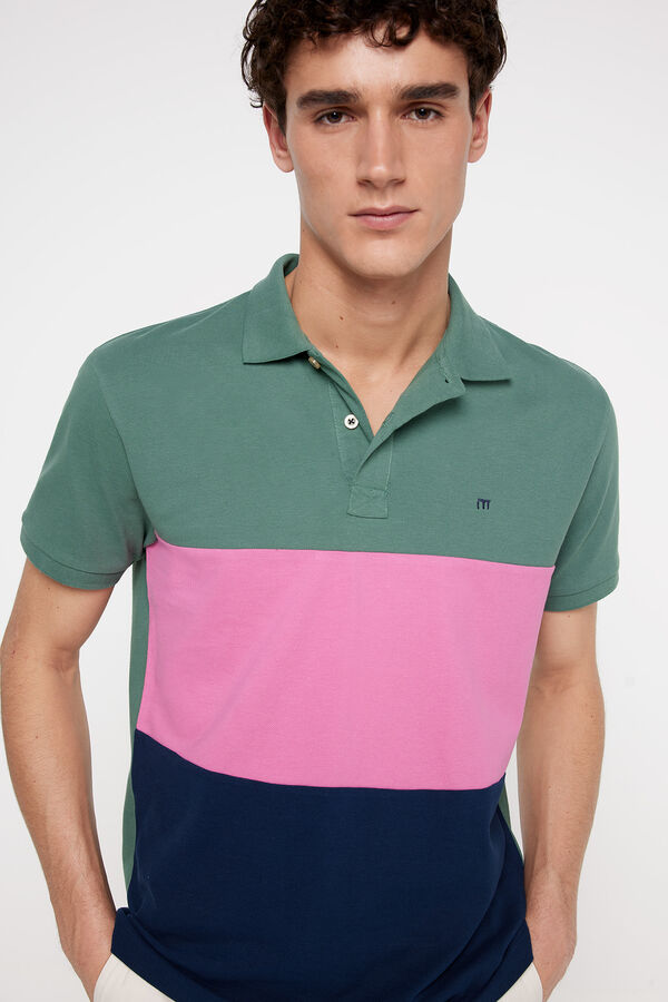 Fifty Outlet Polo pique tricolor Coral