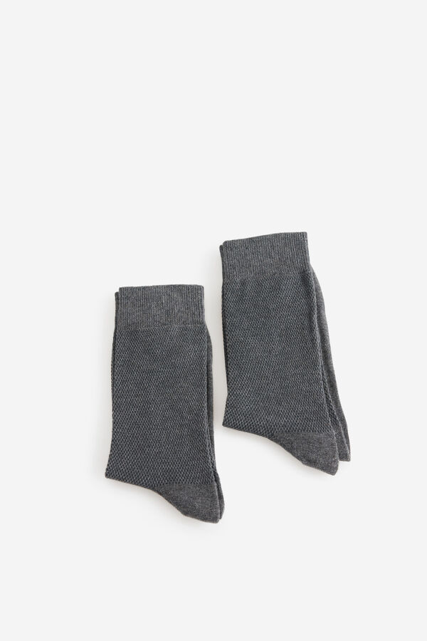 Fifty Outlet Calcetines básicos con estructura Gris Oscuro
