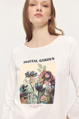 Fifty Outlet Playera de manga francesa con estampado en el frontal Marfil