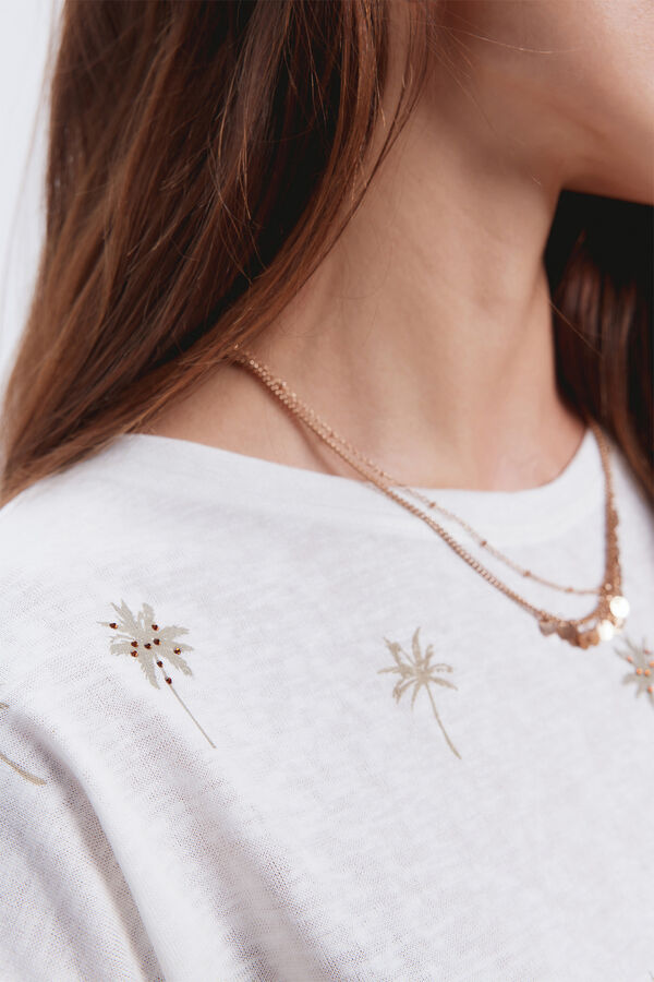 Fifty Outlet Camiseta estampada con strass Marfil