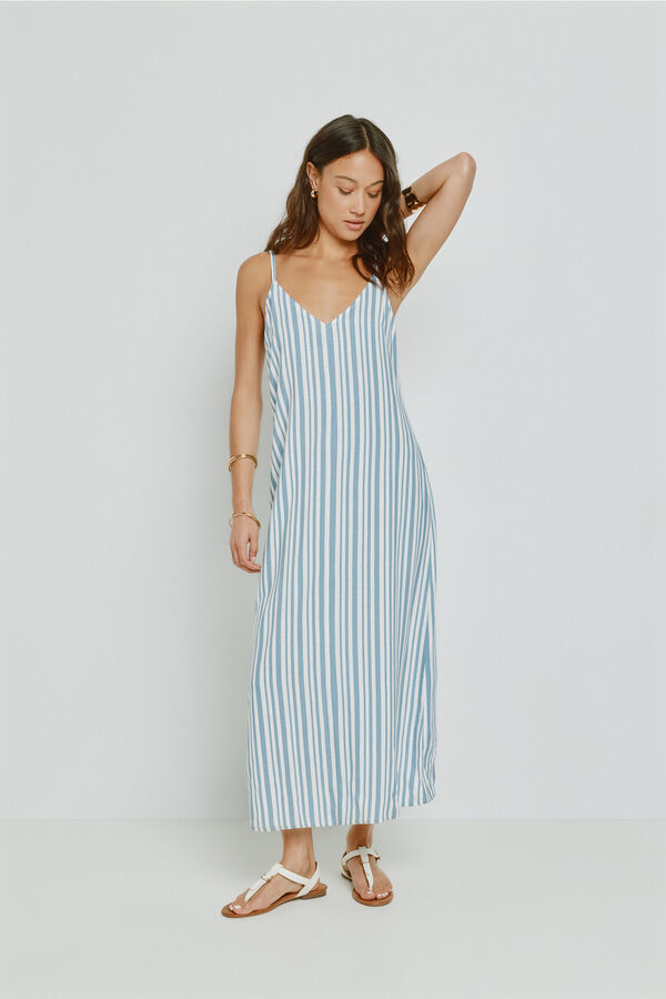 Milano Vestido con escote en pico y tirantes Azul