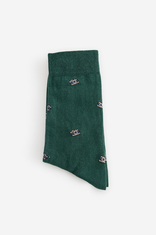 Fifty Outlet Calcetines media caña con print de cámaras Kaki Oscuro