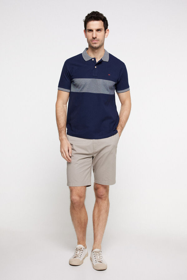 Fifty Outlet Polo pique cuello rallado Navy