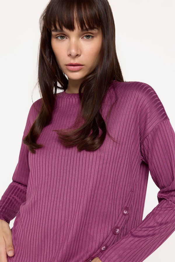 Fifty Outlet Jersey manga larga de canalé Morado