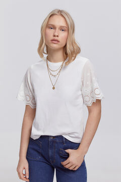 Fifty Outlet Camiseta con mangas bordadas Blanco
