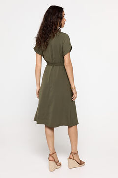 Fifty Outlet Vestido Camisero Kaki Oscuro