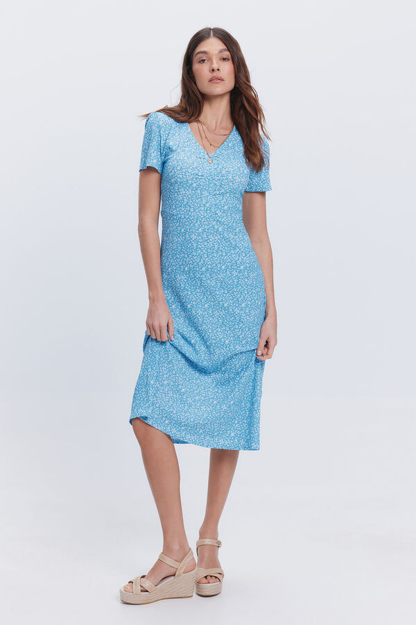Fifty Outlet Vestido midi tejido circular Azul