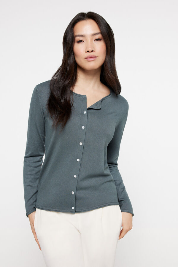 Fifty Outlet Cardigan botones viscosa Kaki Oscuro