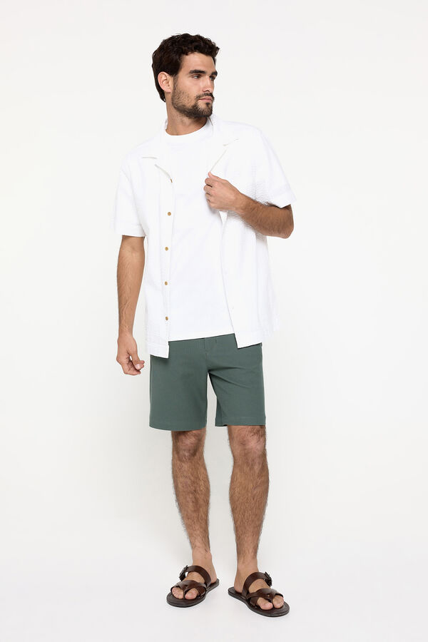 Fifty Outlet Bermudas aspecto lino. Verde