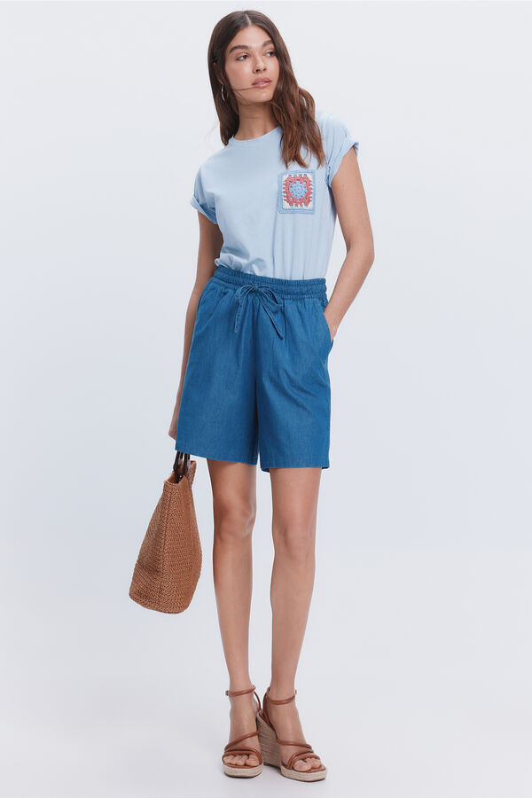 Fifty Outlet Camiseta bolsillo crochet Azul