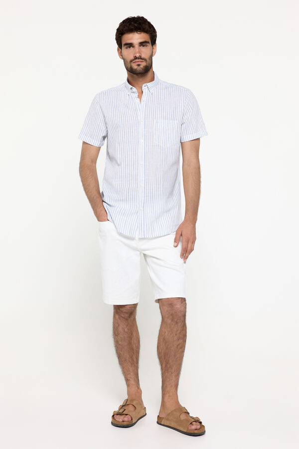 Milano Camisa slub rayas Azul
