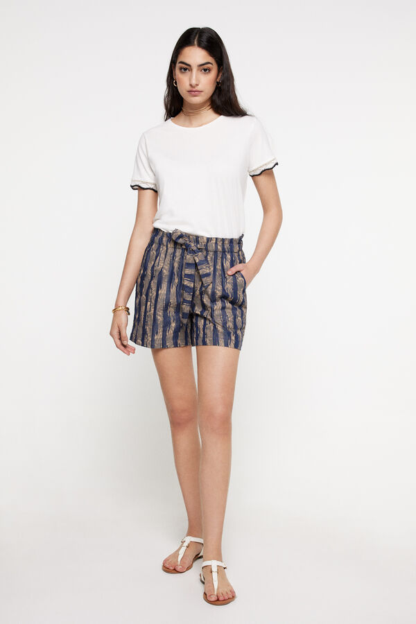 Milano Playera fornitura crochet manga Marfil