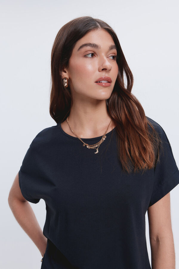 Fifty Outlet Camiseta manga corta lisa Negro