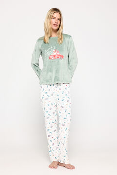 Fifty Outlet Pijama de velour navideño natural