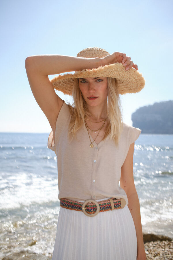 Fifty Outlet Camiseta botones en escote Blanco