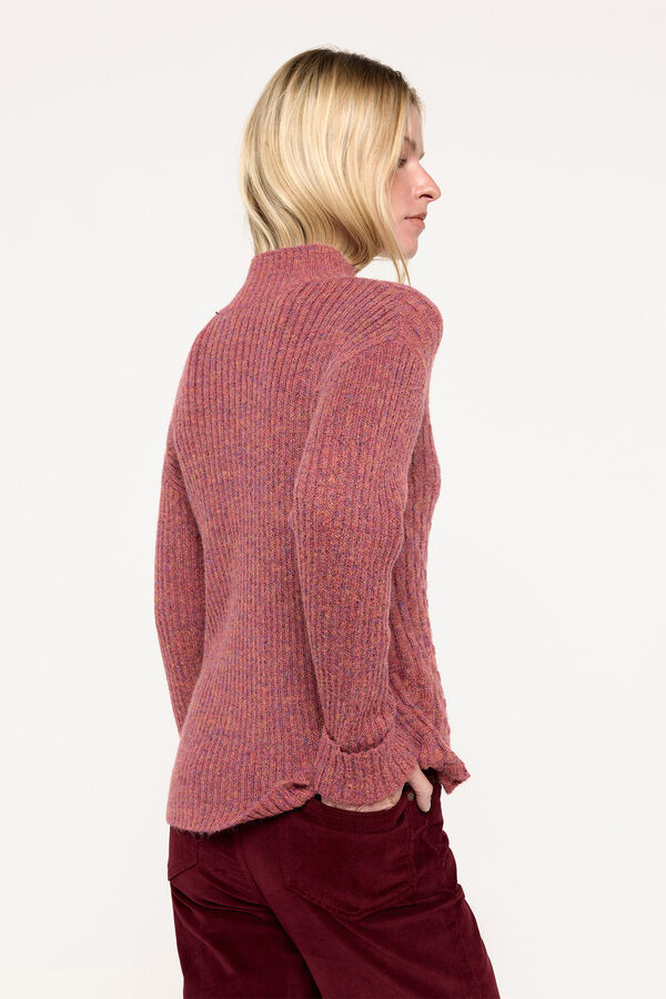 Fifty Outlet Jersey grueso tejido melange cuello perkins Fucsia