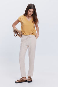 Fifty Outlet Pantalón largo lino Beige