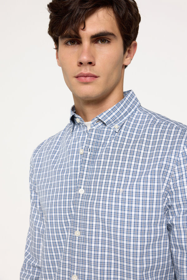 Fifty Outlet Camisa popelín cuadros Azul
