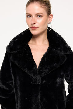 Fifty Outlet Abrigo efecto pelo Negro