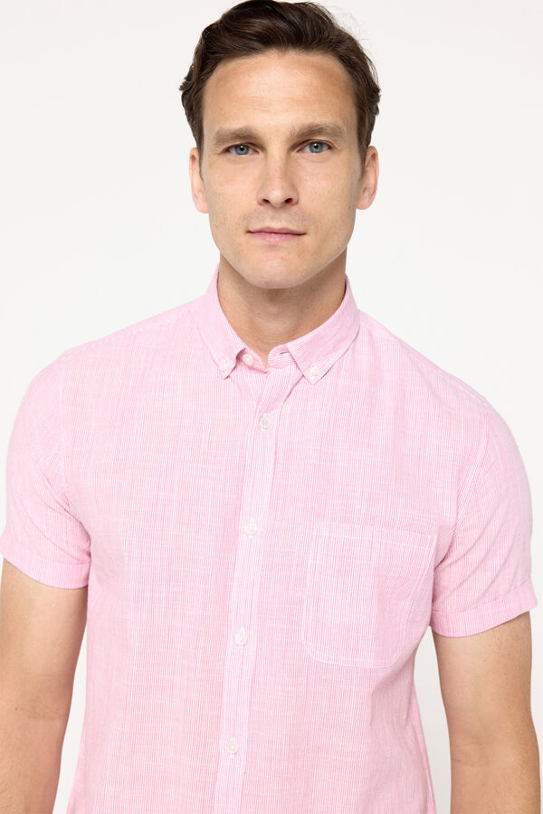 Milano Camisa sport a rayas de manga corta Rojo