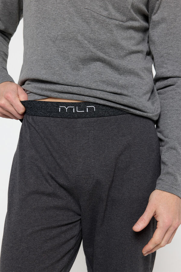 Milano Pijama largo single jersey monocolor Marengo