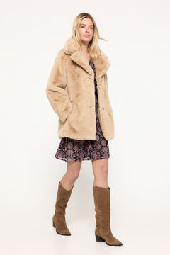 Fifty Outlet Abrigo efecto pelo Beige