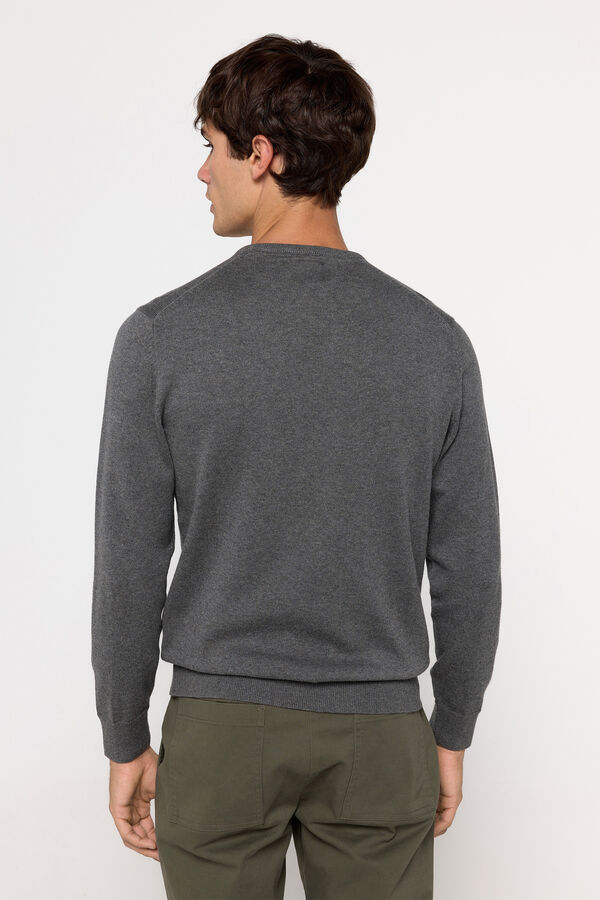 Fifty Outlet Suéter básico cuello redondo ajustado Gris