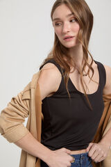 Fifty Outlet Playera elástica tirante ancho Negro