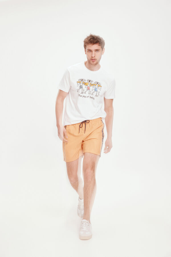Fifty Outlet Bañador liso con cinta milano lateral Orange