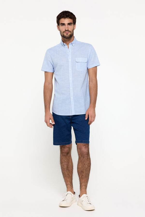 Fifty Outlet Camisa slub lisa Azul
