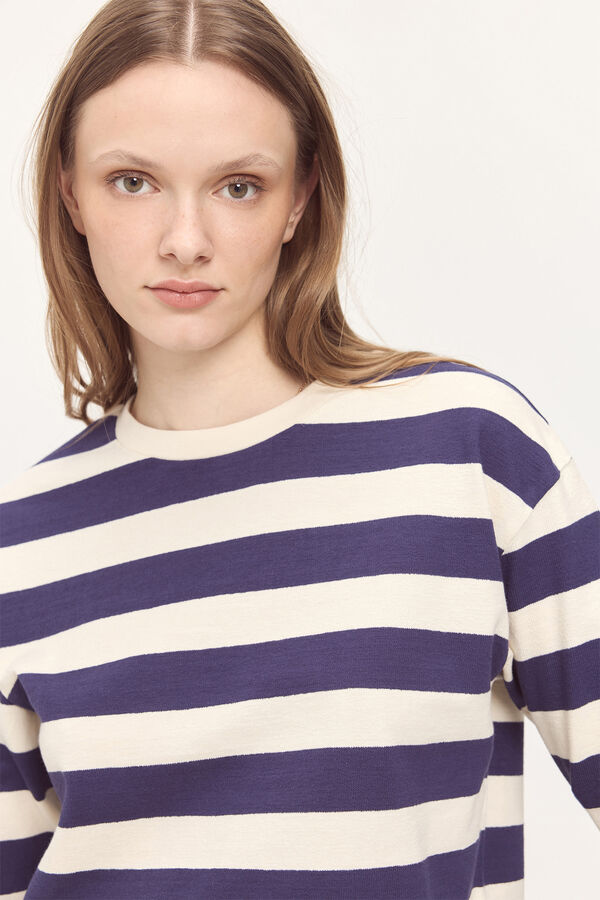 Milano Camiseta heavy cotton de rayas tipo sudadera Azul Oscuro