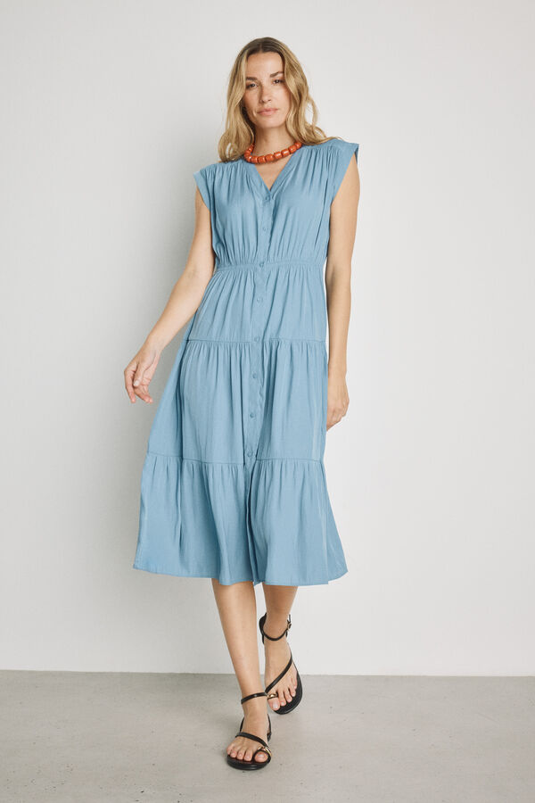 Milano Vestido escote pico Azul Claro