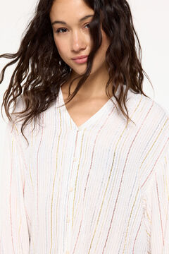 Fifty Outlet Blusa fluida de rayas lurex natural