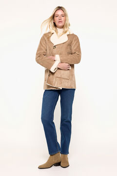 Fifty Outlet Abrigo doble faz efecto piel Beige/Camel