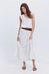 Fifty Outlet Camiseta sin mangas escote en pico con fornitura Blanco