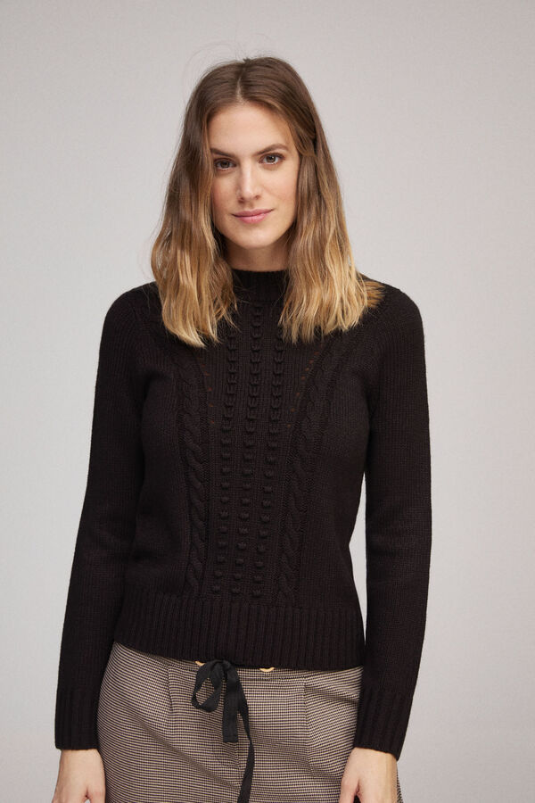 Fifty Outlet Suéter algodón detalle lurex Negro