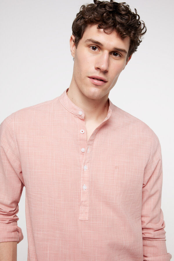 Fifty Outlet Camisa polera aspecto lino. Rojo