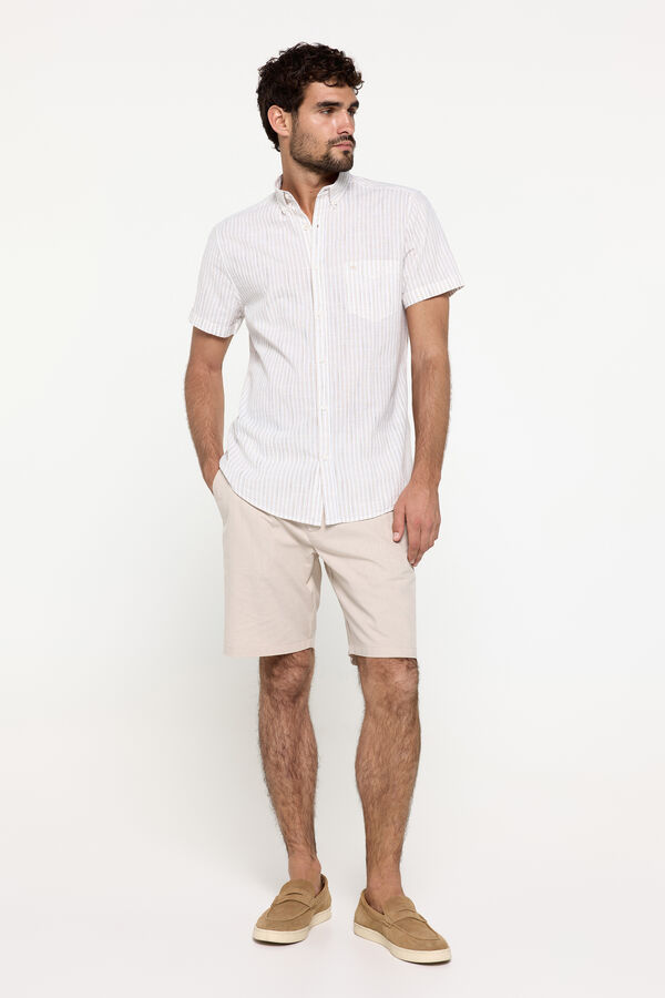 Fifty Outlet Camisa slub rayas Verde