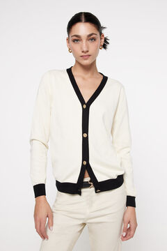 Fifty Outlet Cardigan Bicolor Botones Marfil