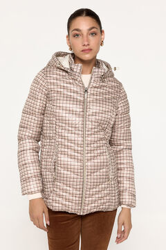 Fifty Outlet Abrigo acolchado de tejido estampado con capucha Tostado