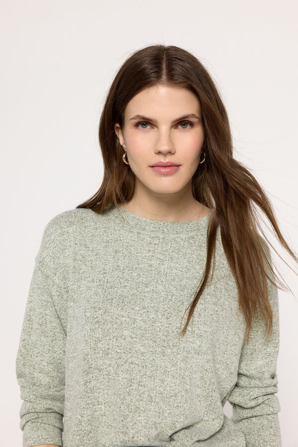 Fifty Outlet Suéter soft touch pointelle Kaki Claro