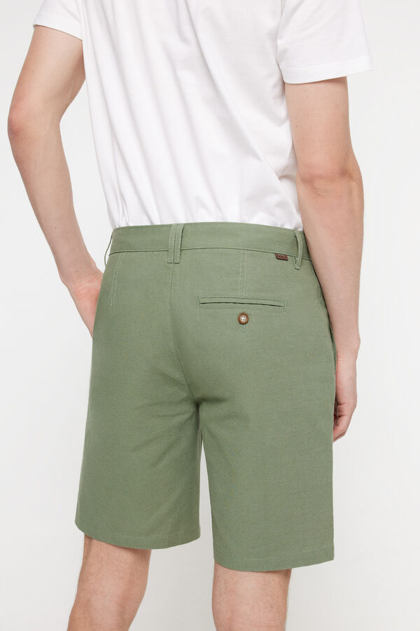 Fifty Outlet Bermudas aspecto lino. Kaki Oscuro