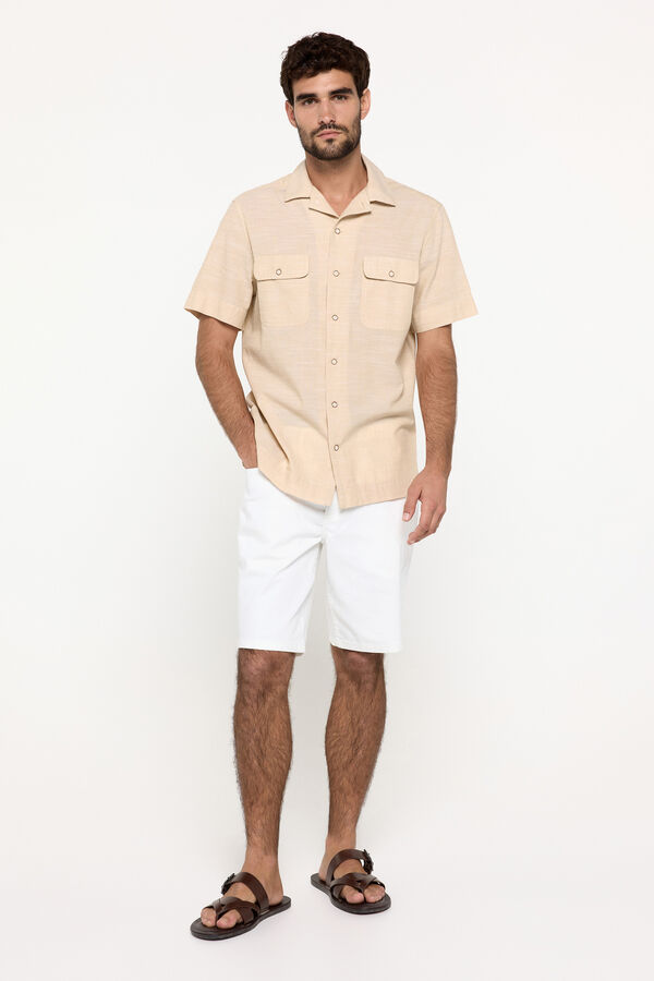 Fifty Outlet Camisa solapa bolsillos Beige