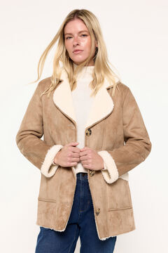 Fifty Outlet Abrigo doble faz efecto piel Beige/Camel