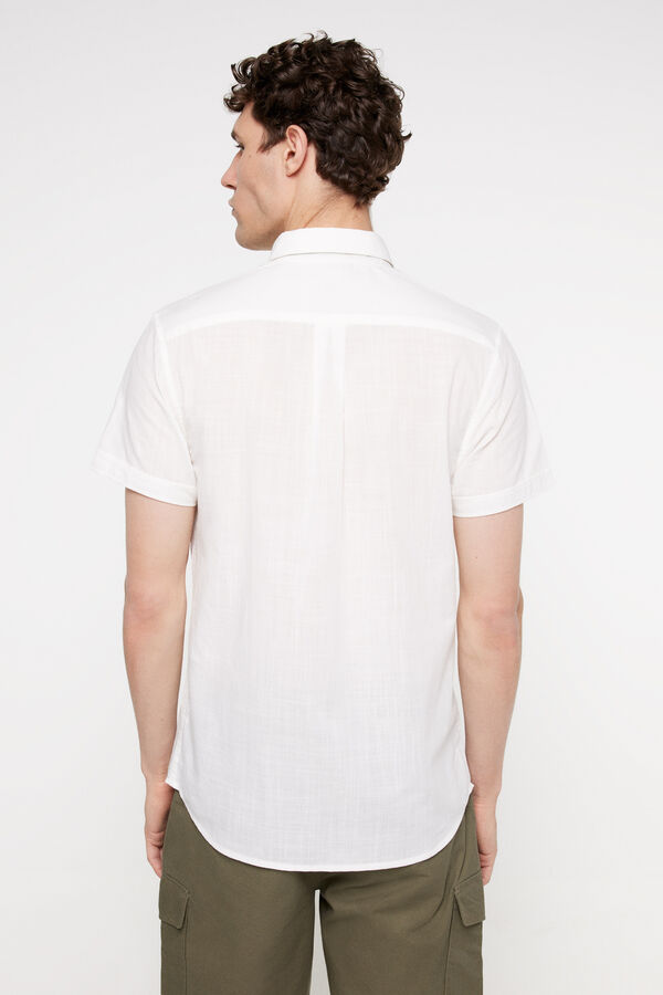 Fifty Outlet Camisa lisa aspecto lino Blanco