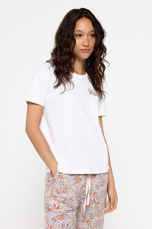 Milano Pijama de algod&oacute;n estampado floral natural