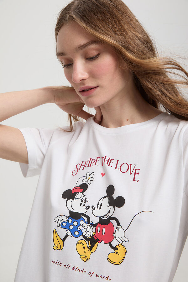 Fifty Outlet Playera licencia Mickey y Minnie Mouse manga corta Blanco